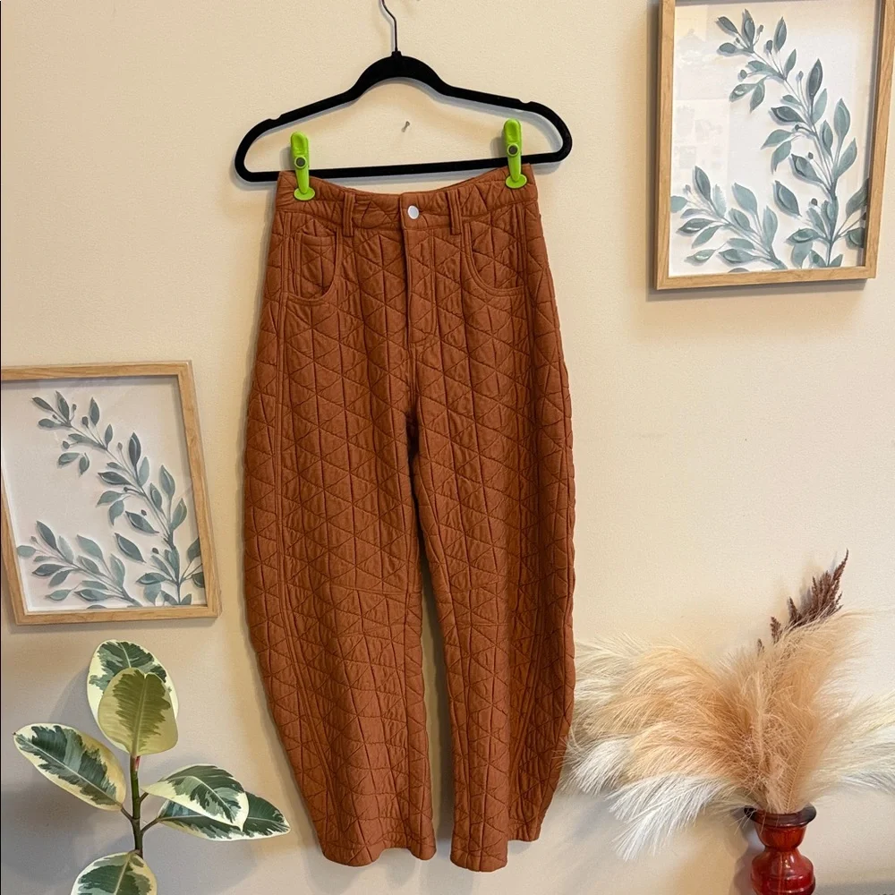 BiBi Quilted Terracotta Barrel Pants - Picture 1 of 4